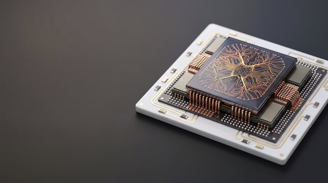 Neuromorphic Spiking Processor Chiplet Package with Golden Circuitry 3D Render
