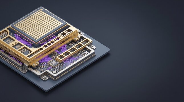 Sub-Terahertz 6G RF Antenna Module with Phased Array 3D Illustration Background