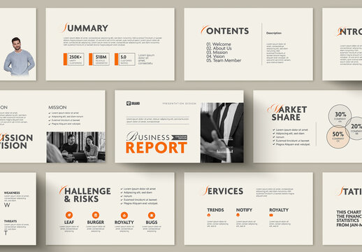 Business Report Presentation Template Corporate Pitch Deck