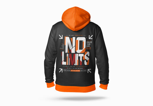 No Limits Typography Hoodie Back Design Template