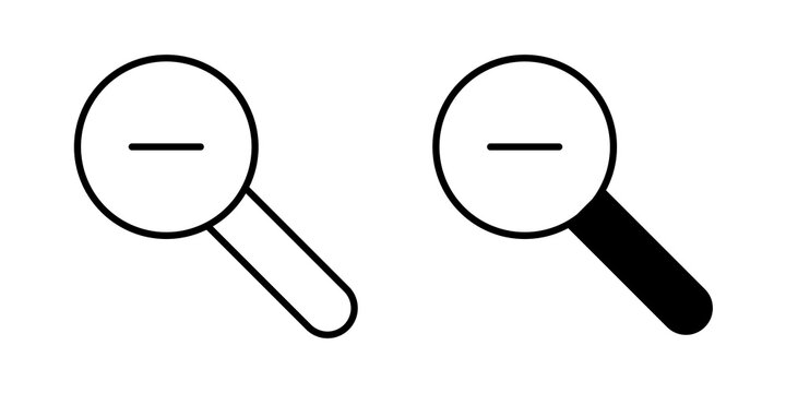 Zoom out icon flat outline in black