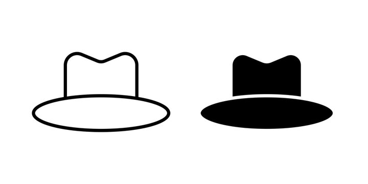 Hat icon flat outline in black