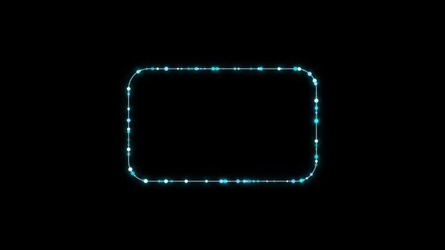 Glowing cyan neon dotted rectangular frame border