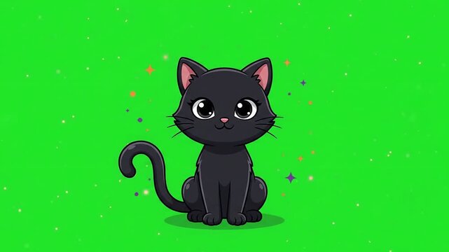 Black cat animation green screen
