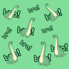 Flat-vector pattern of dinosaur Brontosaurus  © IRZADHANU