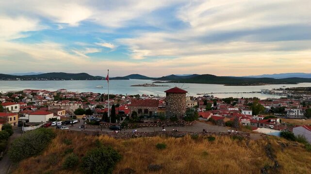 Aerial View of Cunda Island in Ayvalik Balikesir Turkey