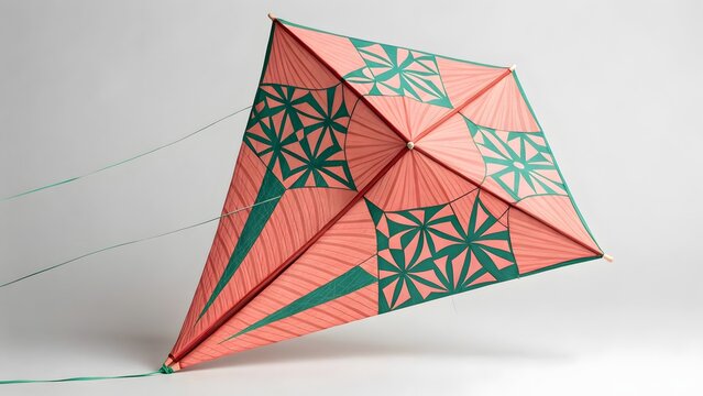 Diamond kite with geometric patterns in soft studio lighting against a clean background