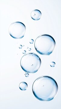Clean blue water bubbles floating, representing freshness, purity, hydration, and oxygenation