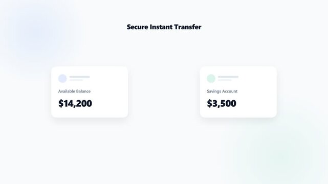 Secure Instant Transfer interface showing two high value transactions in a clean digital banking dashboard.