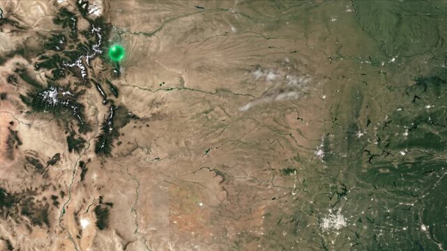 地球衛星軌道から見るダラスからデンバーへ光子が移動する光ネットワーク