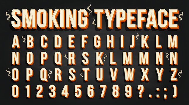 Smoking pixel art alphabet and numbers set