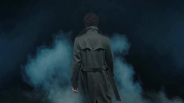 A onely man hiding in dark fog with mysterious shadow
depressed man seeking isolation in dark eerie mist
weary silhouette lost in dark ominous void.