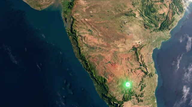 地球衛星軌道から見るムンバイからベンガルールへ光子が移動する光ネットワーク