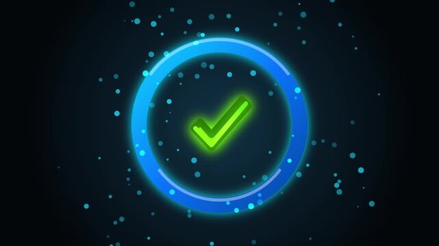 Modern Glowing Checkmark Symbol Inside Seamless Motion Loop 4K