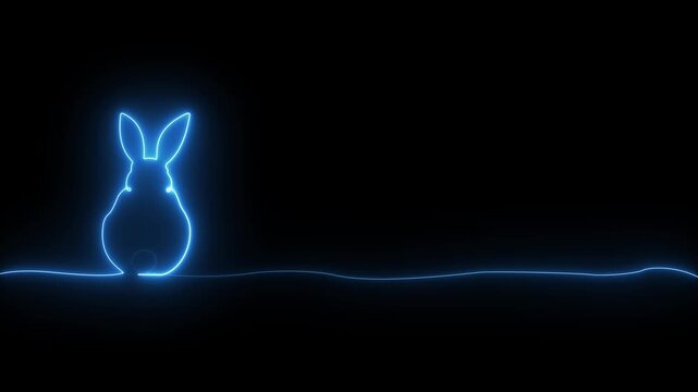 Line easter bunny rabbit drawing art continuous animal single egg. Vector bunny easter line illustration running jumping draw icon ears sketch abstract motion transparent background