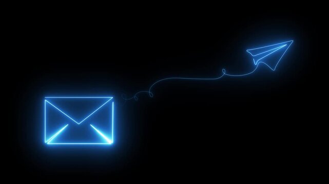 Continuous art mail one line icon email letter vector paper message. Art line mail continuous sketch newsletter outline contact plane illustration business abstract motion transparent background