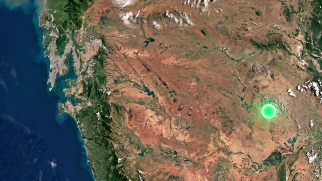 地球衛星軌道から見るムンバイからハイデラバードへ光子が移動する光ネットワーク