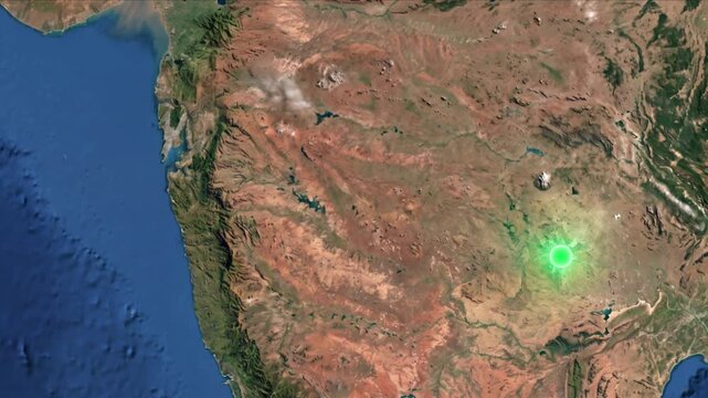 地球衛星軌道から見るムンバイからハイデラバードへ光子が移動する光ネットワーク