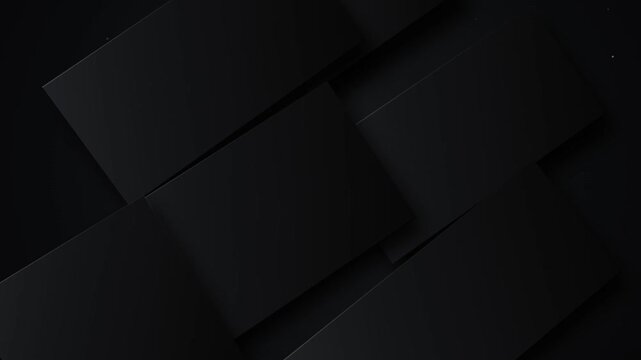 Black business card mockup background moving floating dark paper rectangle layers 3d animation loop.
