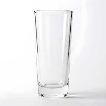 Clear Highball Glass: An empty, transparent highball glass stands tall, ready to be filled with a refreshing beverage, its clean lines reflecting light.