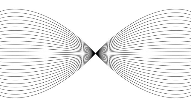 Monochrome Lemniscate Wave Lines Converging At Central Focal Point Node Pattern