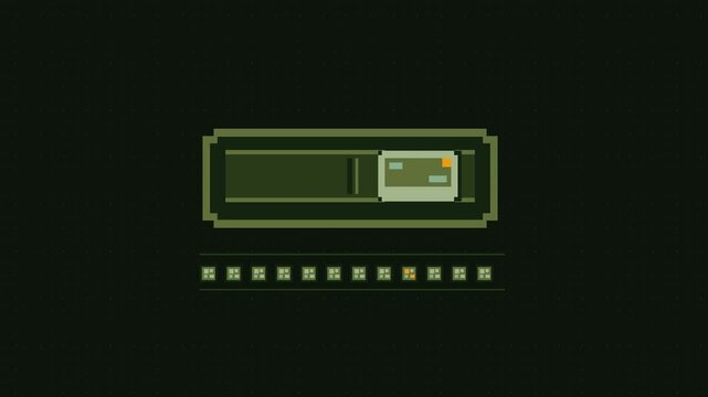 Retro pixel art loading bar interface design with dark aesthetic for digital projects.