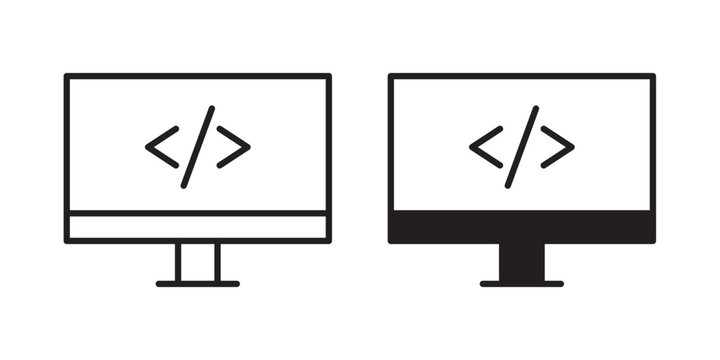 Web development icon flat outline in black