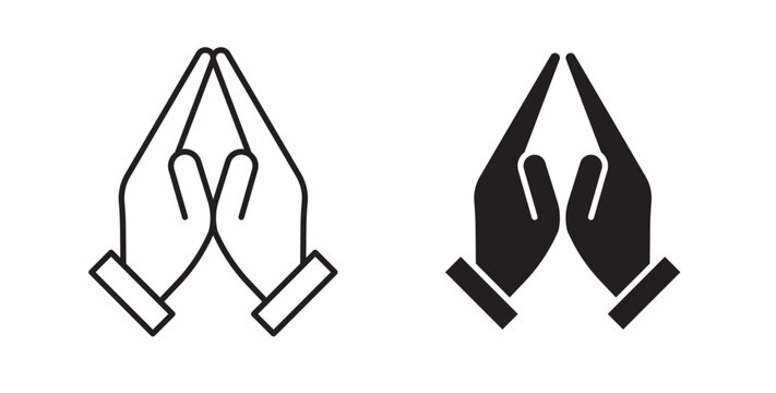 Pray icon flat outline in black