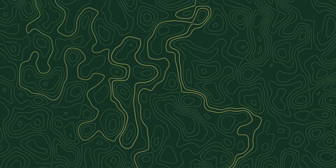 Dark green topographic map pattern with glowing geographic elevation lines topography seamless abstract monochrome geometry cartography landscape background structure © Romanalife
