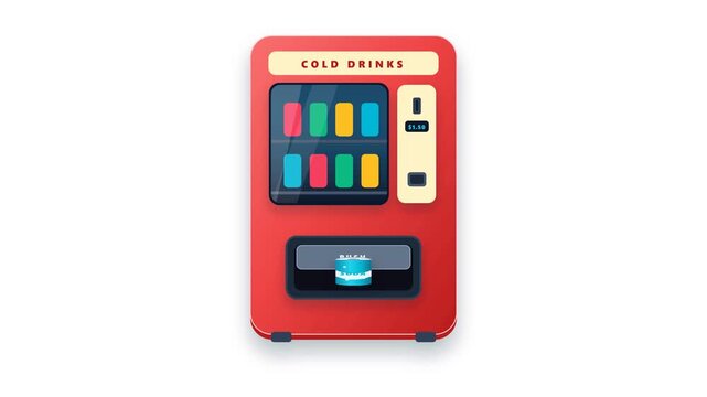 Animated Vending Machine Dispensing Cold Drink Can
