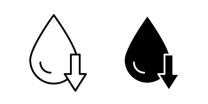 Low water level icon flat outline in black
