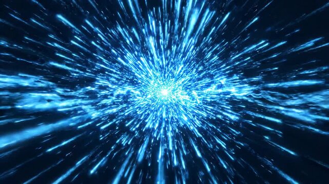 Cosmic Speed: Abstract blue energy trails streak through the darkness, creating a dynamic and powerful visual representation of speed and light.