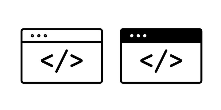 HTML script icon flat outline in black