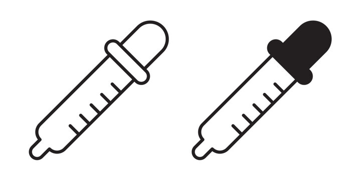 Eye dropper icon flat outline in black