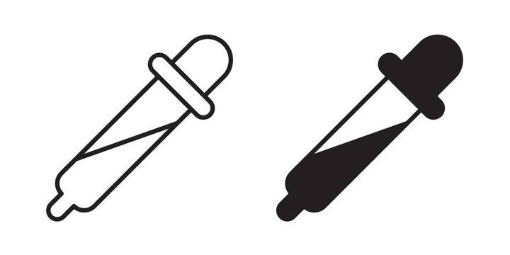 Eye dropper icon flat outline in black
