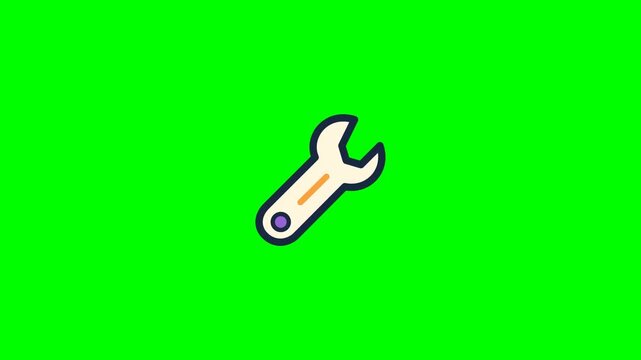 Maintenance wrench icon swinging in a loop on green screen
