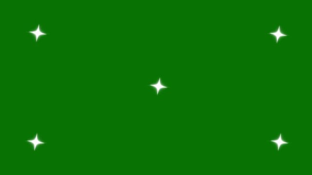 Shiny twinkle glitter stars, shining retro doodle cartoon vector sparkles, motion graphics with green screen background, glowing sparkle star glitter, 4k video animation