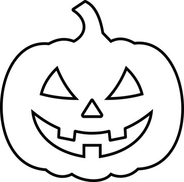 Jack o lantern halloween pumpkin icon in black flat and line style editable halloween spooky carved face elements isolated on transparent background vector graphic symbol