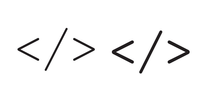 Code icon flat outline in black