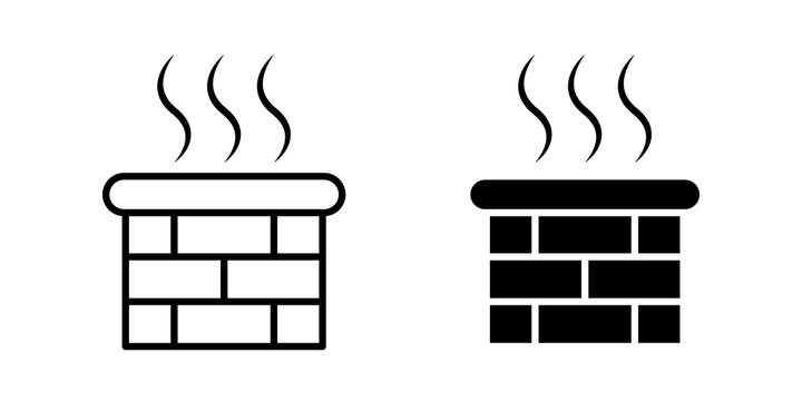 Chimney smoke icon flat outline in black