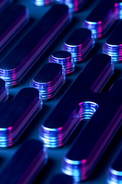 Diagonal Neon Pathways with Soft Focus and Deep Indigo Atmosphere 3D Illustration