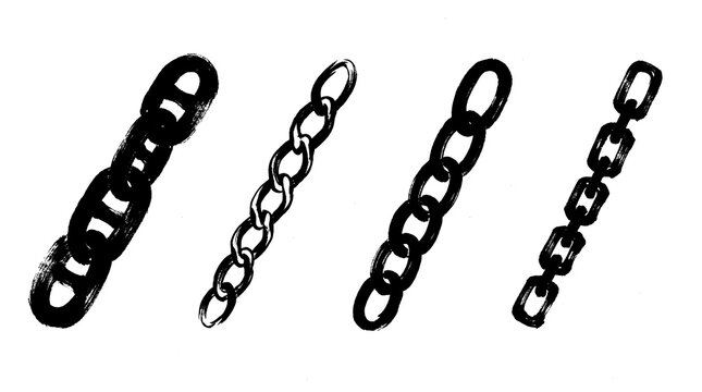 chain , Japanese ink brush painting set PNG