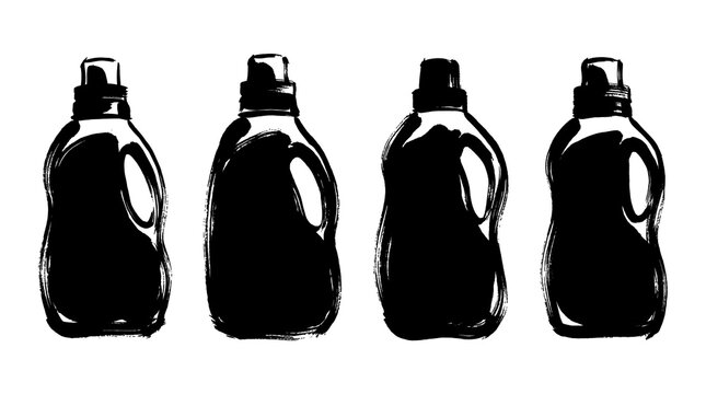 fabric softener bottle , Japanese ink brush painting set PNG
