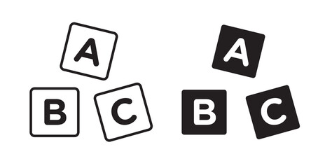 Abc icon flat outline in black © Warpiya