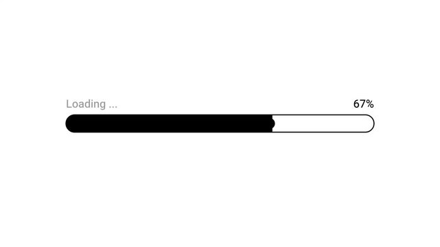 Minimalist black and white progress bar showing sixty seven percent loading status.