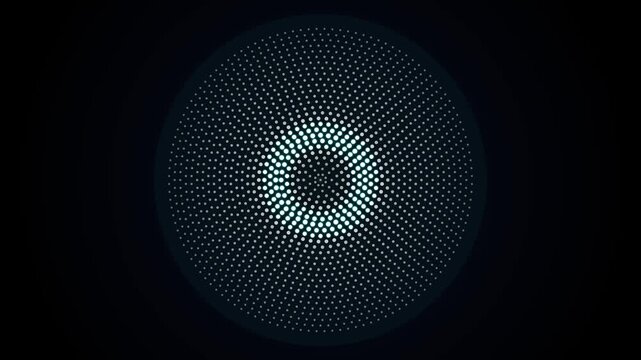 Abstract Futuristic Radial Halftone Sphere Loop | Glowing Blue Circular Dot Matrix Motion Background   