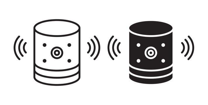 Smart speaker icon flat outline in black