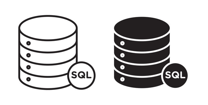 SQL icon flat outline in black