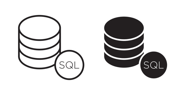 SQL icon flat outline in black