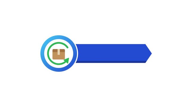 Easy returns badge with parcel box and return arrow animation